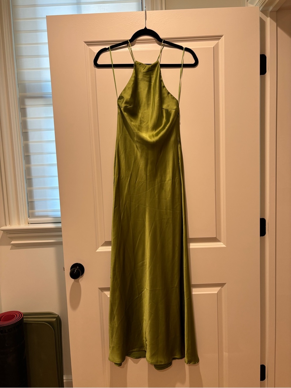 Zara Green Satin Halter Slip Dress XS